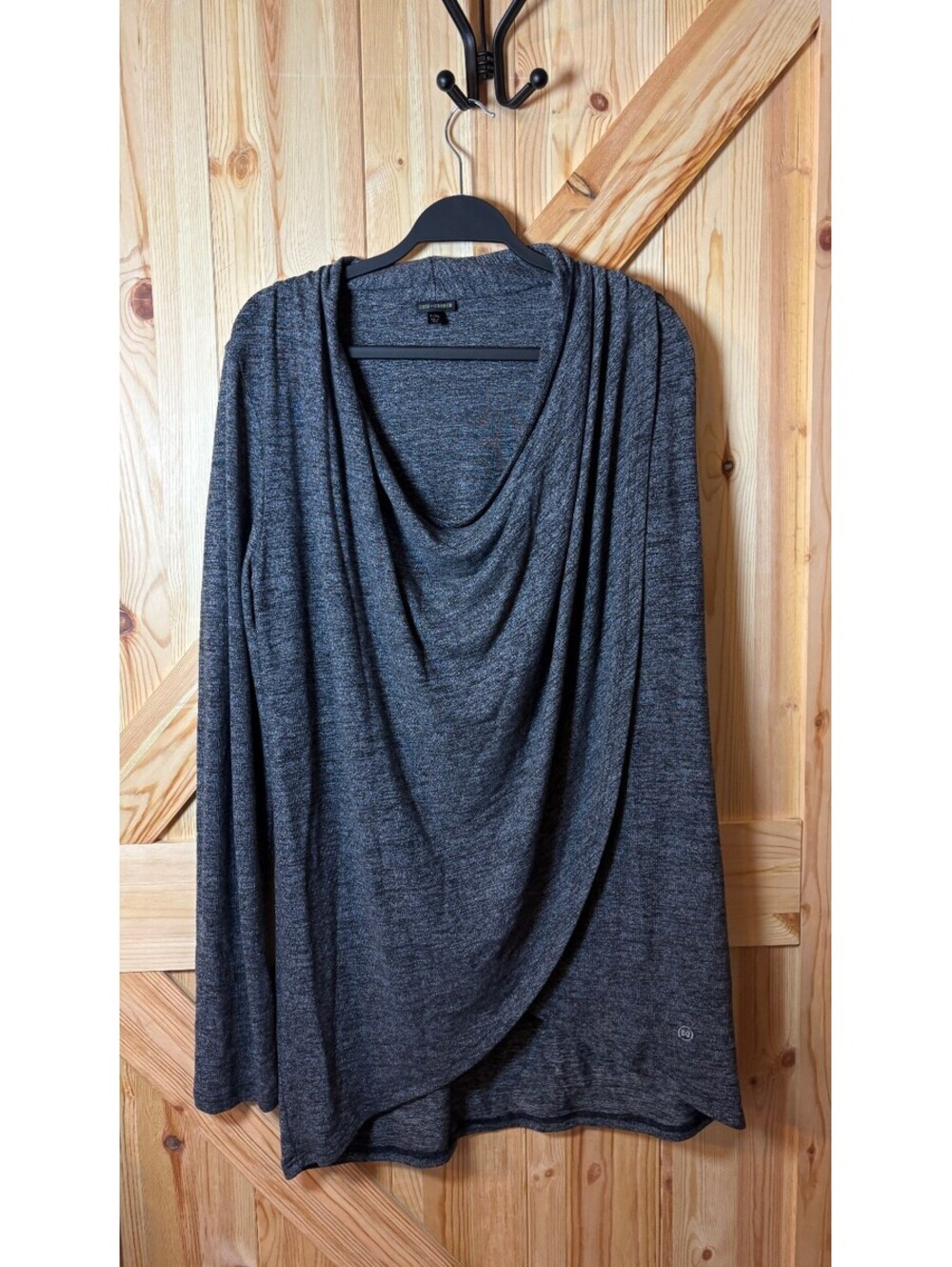 Coco + Carmen Women's L/XL Gray Long Sleeve Draped Blouse